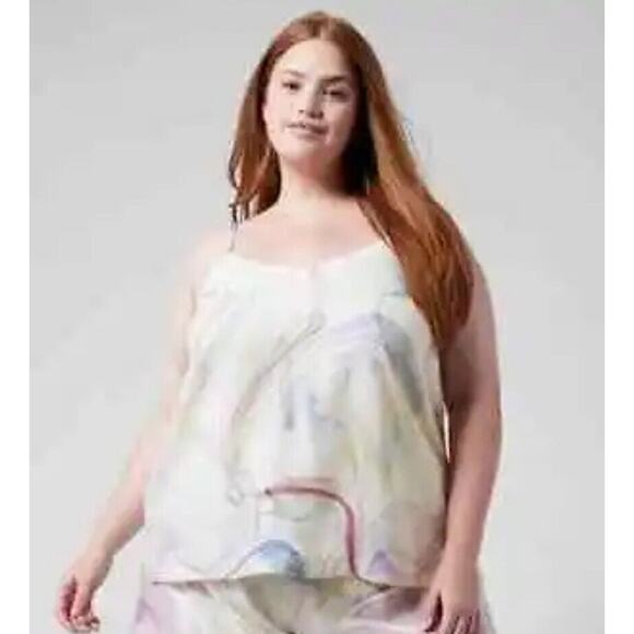 NWT Athleta Calm Cool Cami In Marble Abstract‎ with Blue Shorts - Picture 2 of 2